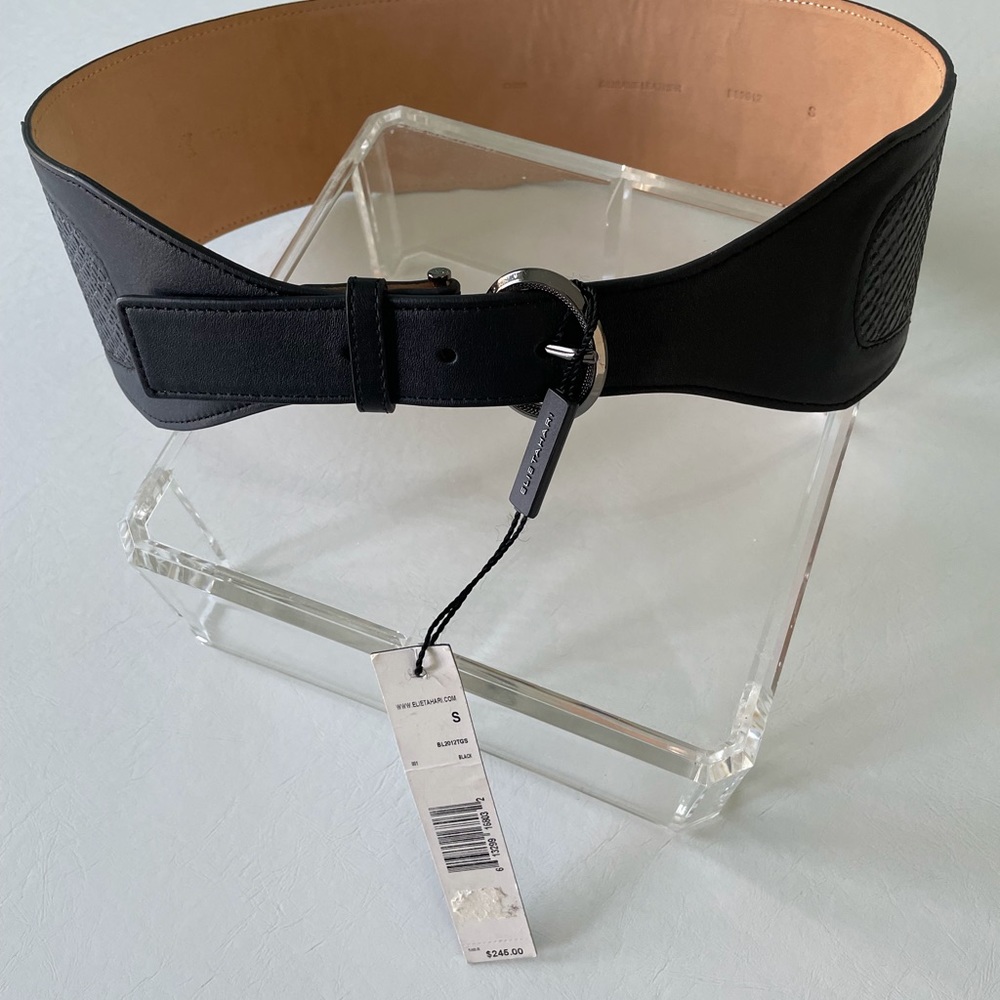 Ellie Tahari Women’s Size S Wide Leather Black Belt